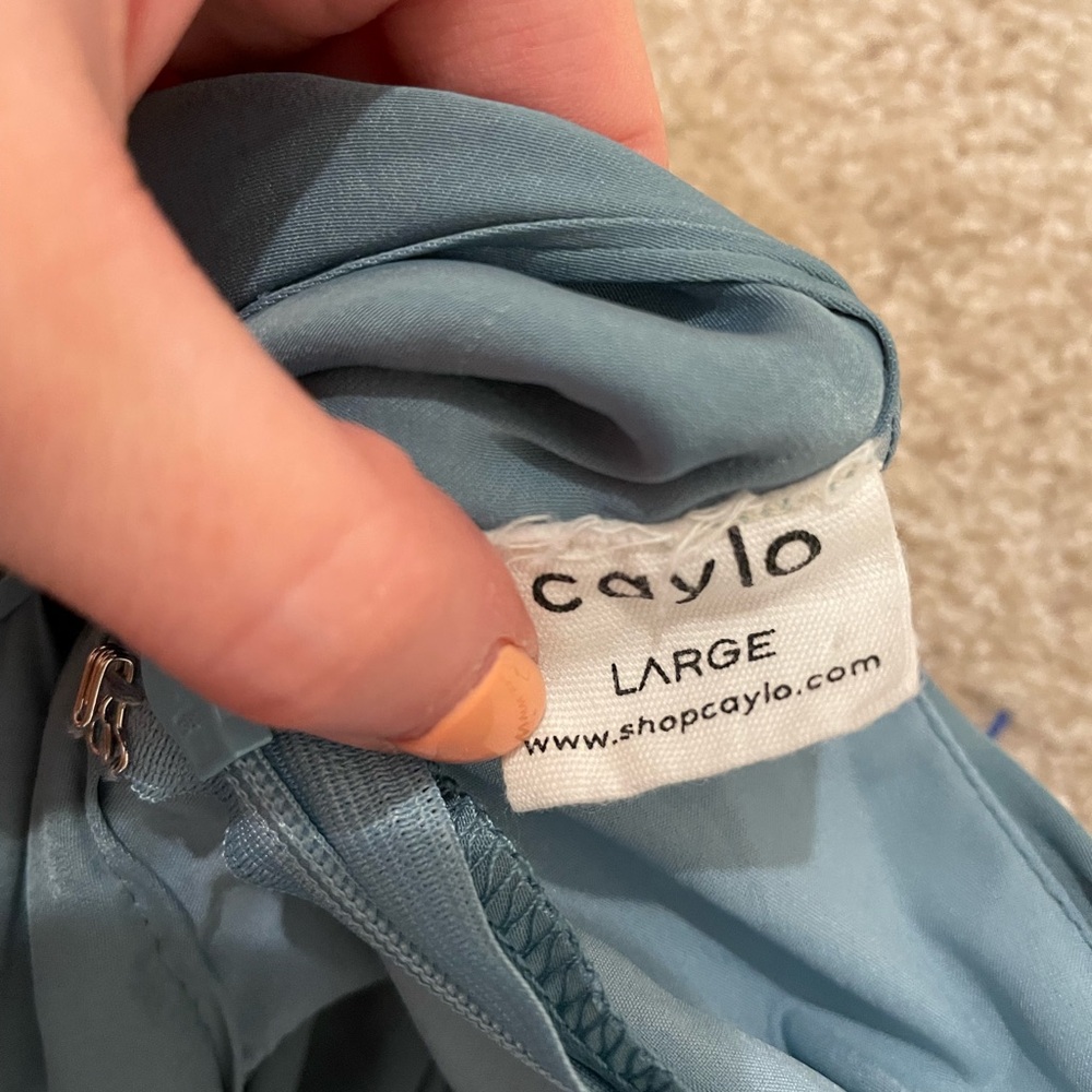 Light Blue Silk Halter Mini Dress - Picture 2 of 9